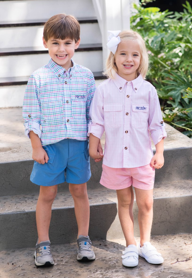 Kids Long Sleeve Fishing Shirts - Pink Jetty