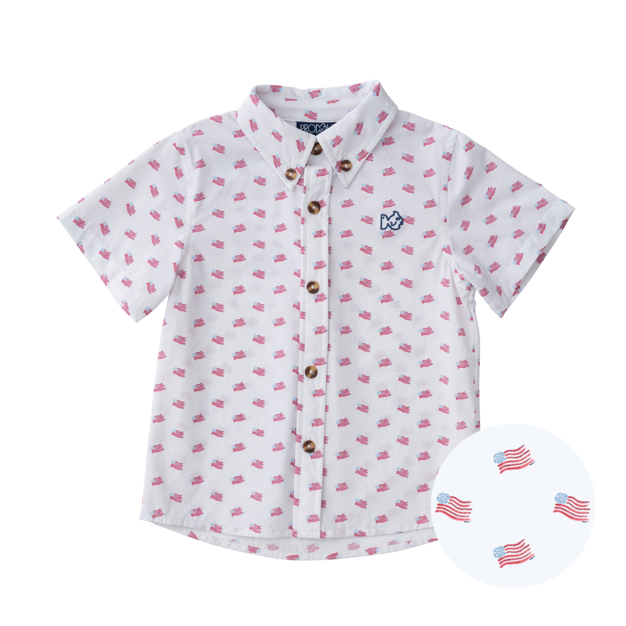 boys american flag print button up shirts