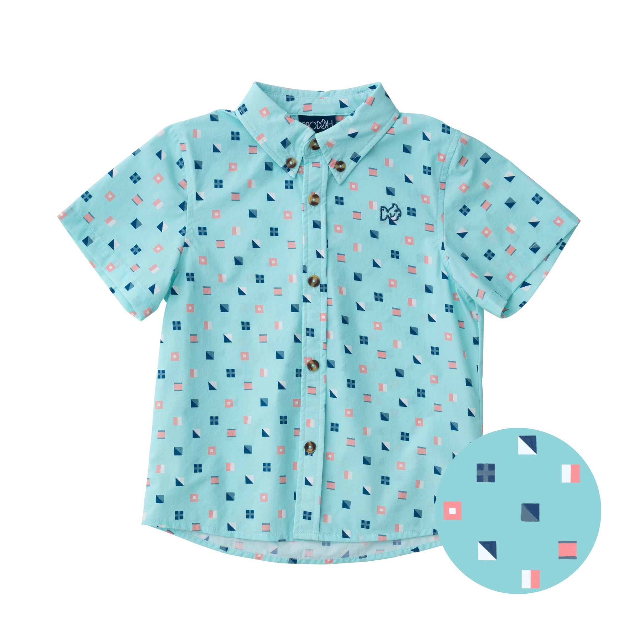 boys nautical flag button-up short-sleeve shirts