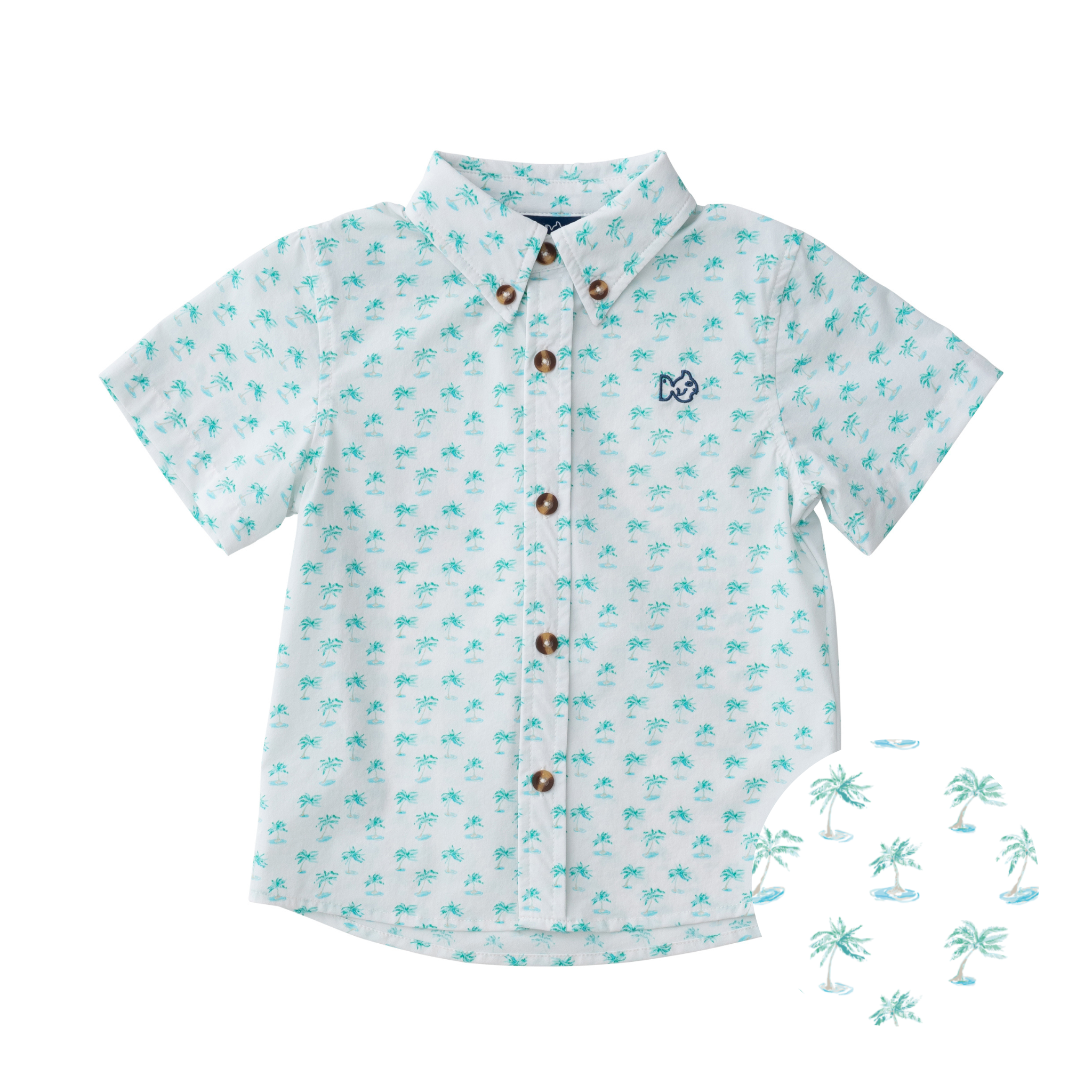 palm tree print short-sleeve button-up shirts for sale