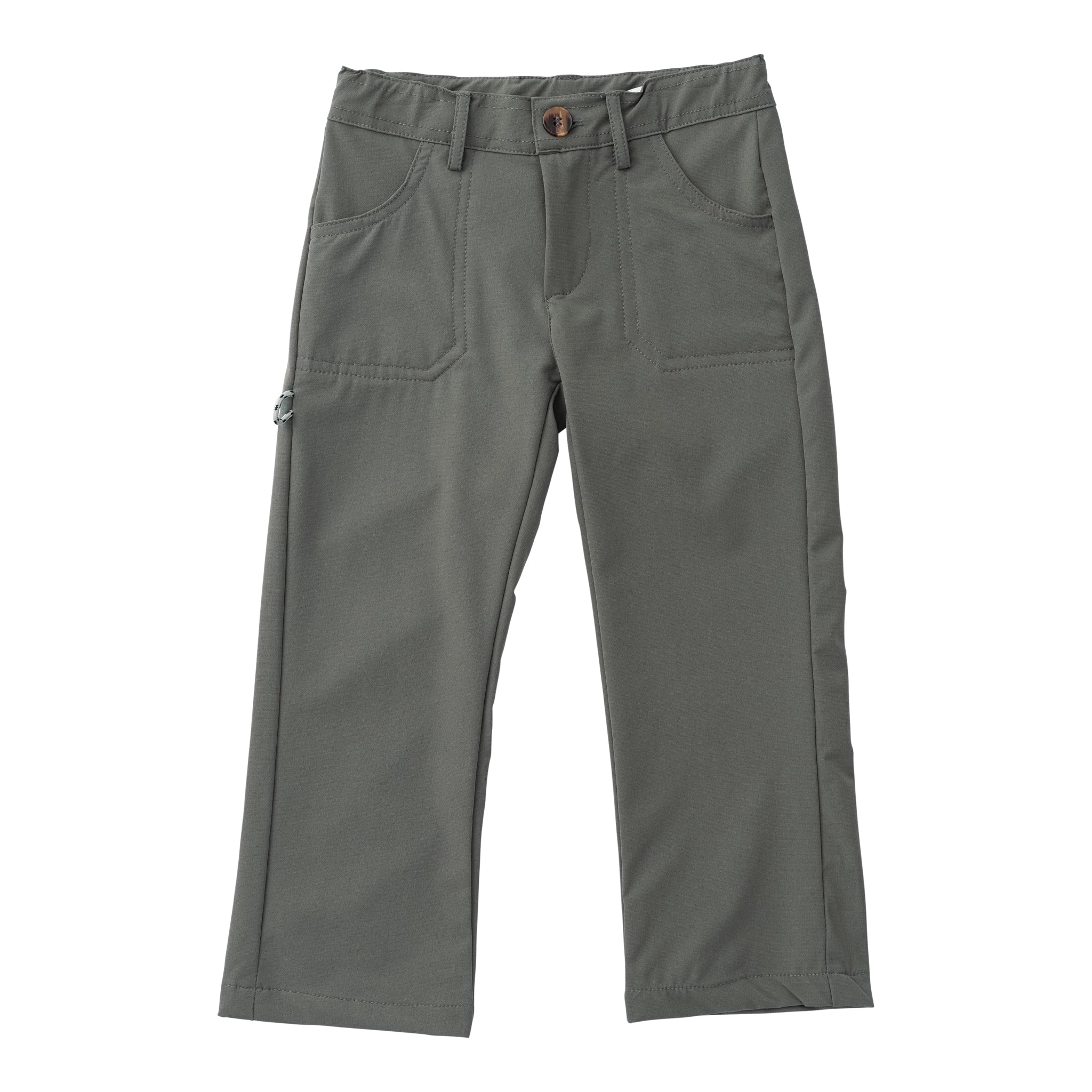 boys Angler Pant in Fly Fishing Green with front pockets