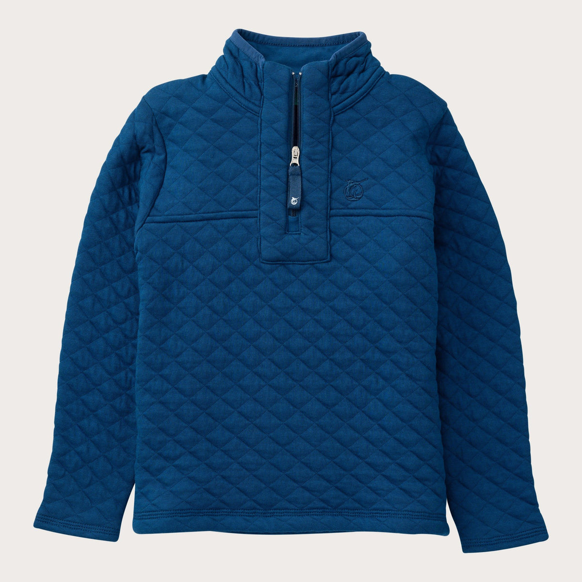 boy and girls Quilted Zip Pullover in Navy Peony