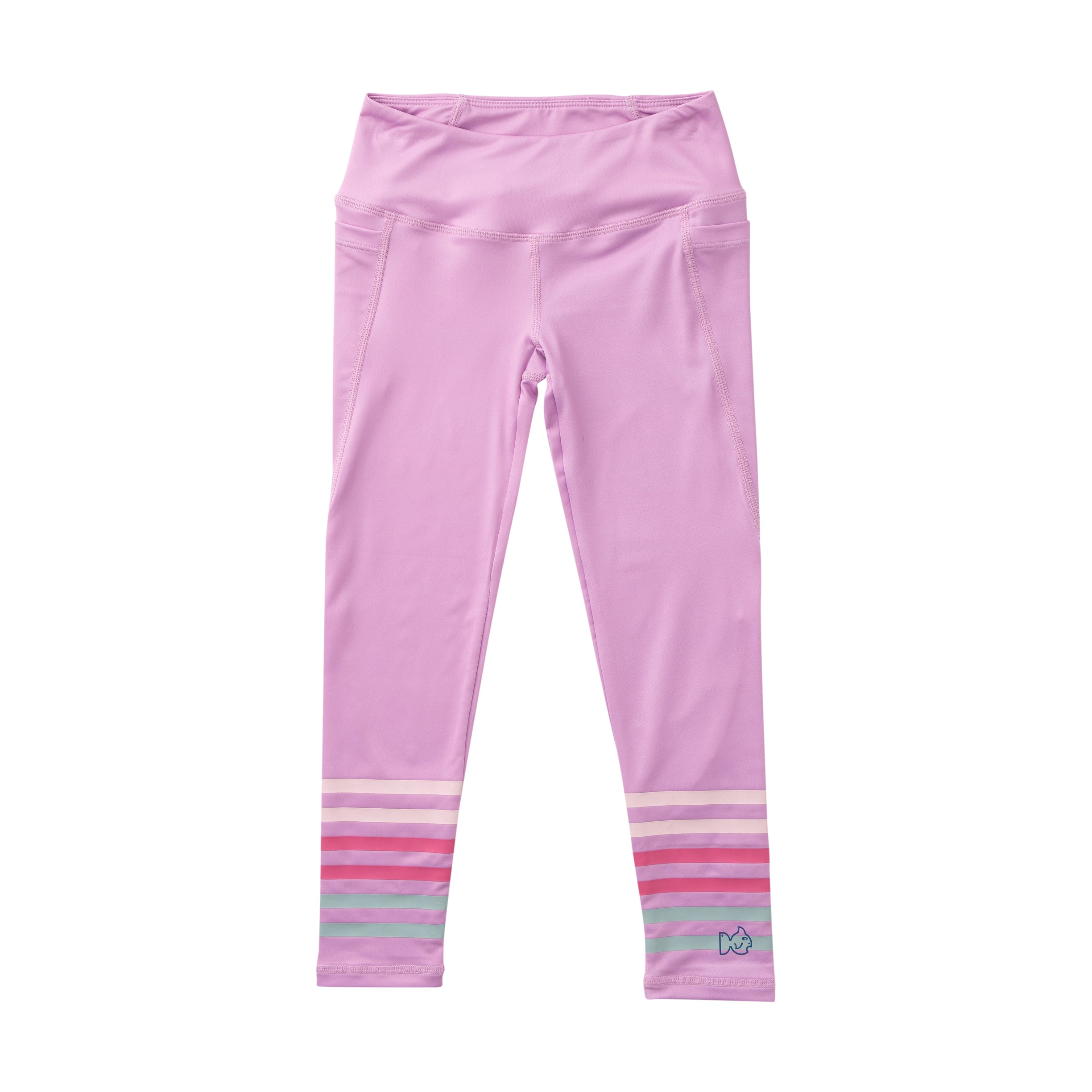 Girls Athletic Legging in Orchid Purple with Ankle Stripes
