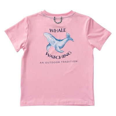 girls performance fishing tees with whale watching art