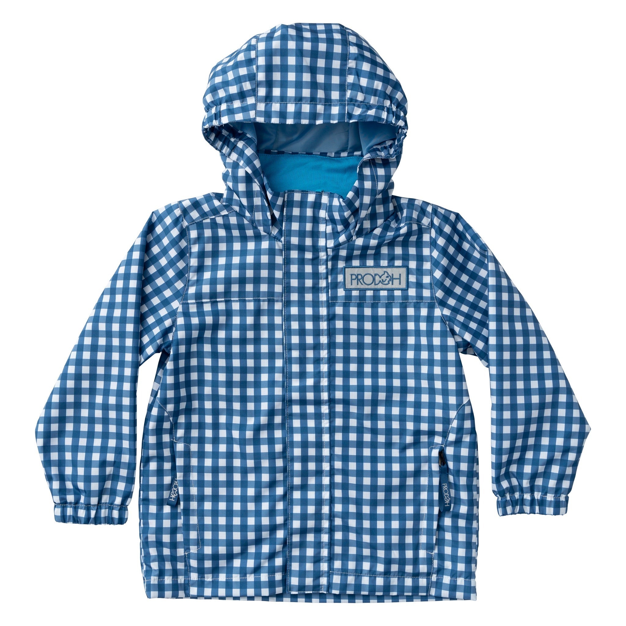 Kids Blue Gingham Reflective Rain Jacket | PRODOH