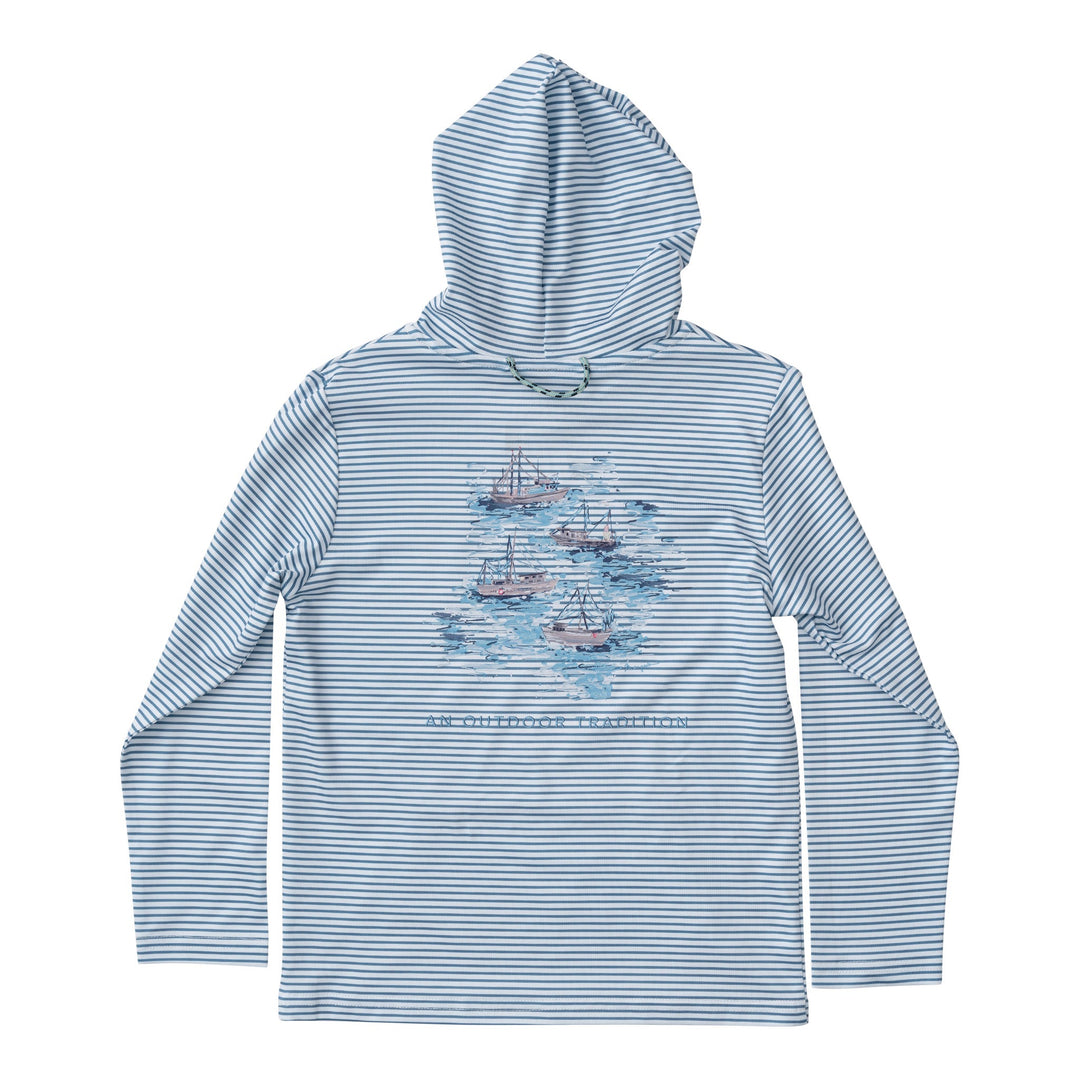 MakeMine Blue Stripe Kids Fishing Performance Hoodie Prodoh Captain s Blue Stripe 2T