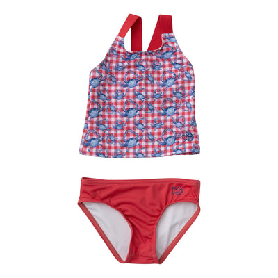 Girls Crab Print Tankini Swimsuit