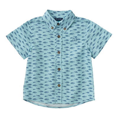 boys short sleeve fishing shirt tuna print