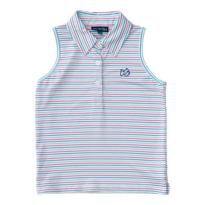 girls sleeveless polo shirts in Candy Stripe