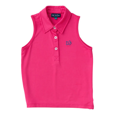 girls sleeveless polo shirts in Cheeky Pink