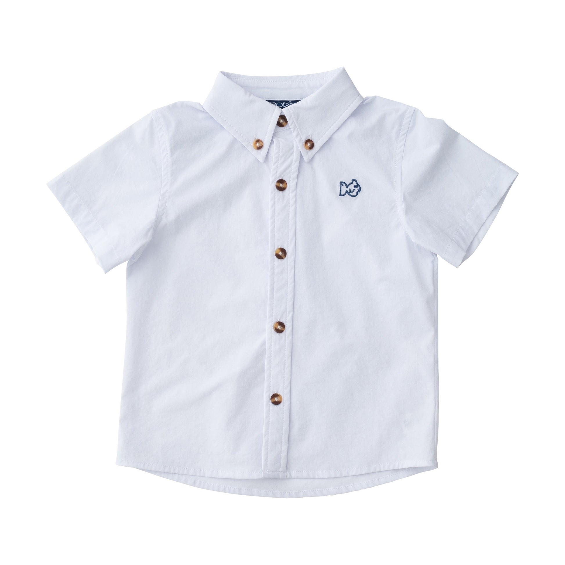 Boys' Short Sleeve button-up Shirt in Solid Bright White
