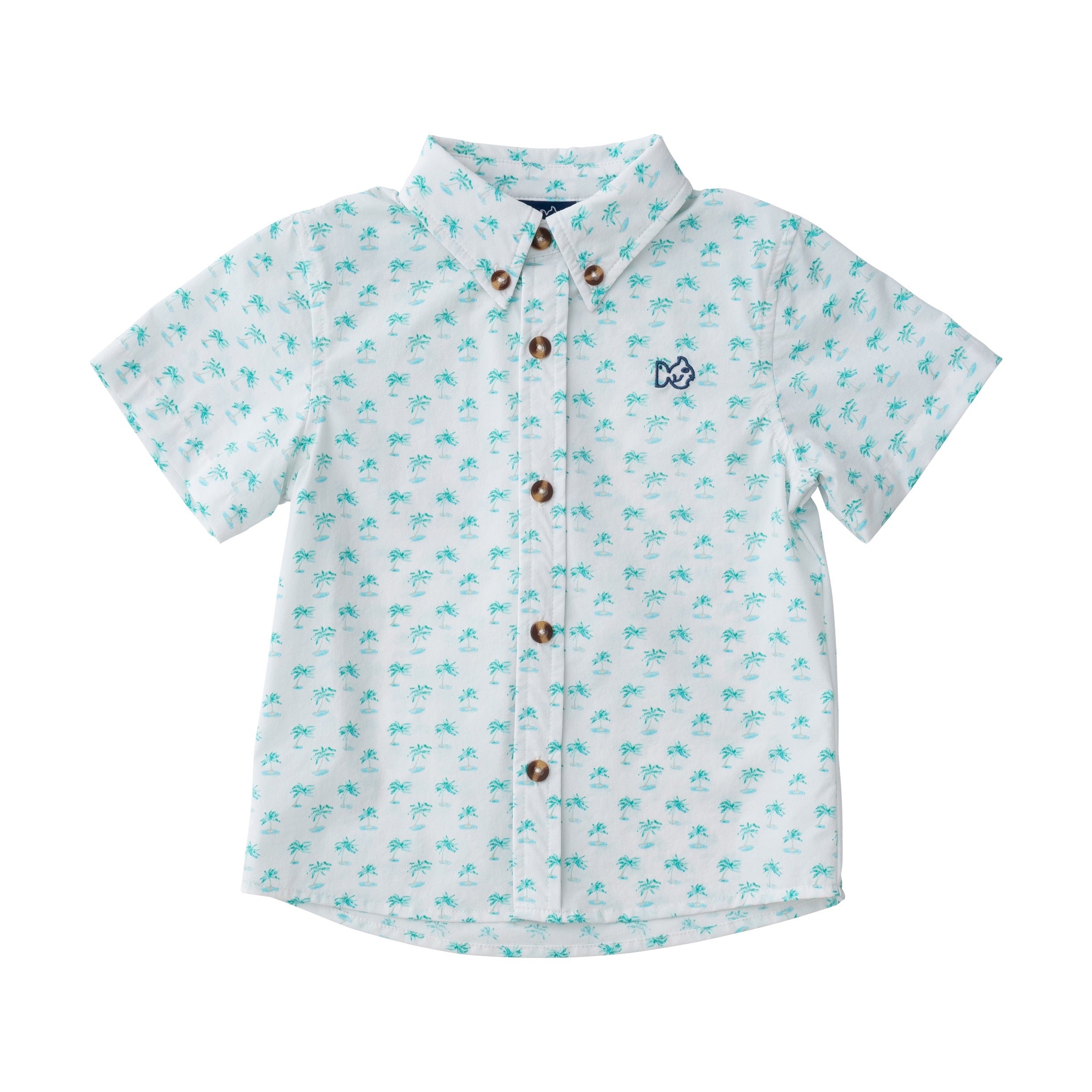 Boys' Short Sleeve casual dress Shirt in Palm Tree Print