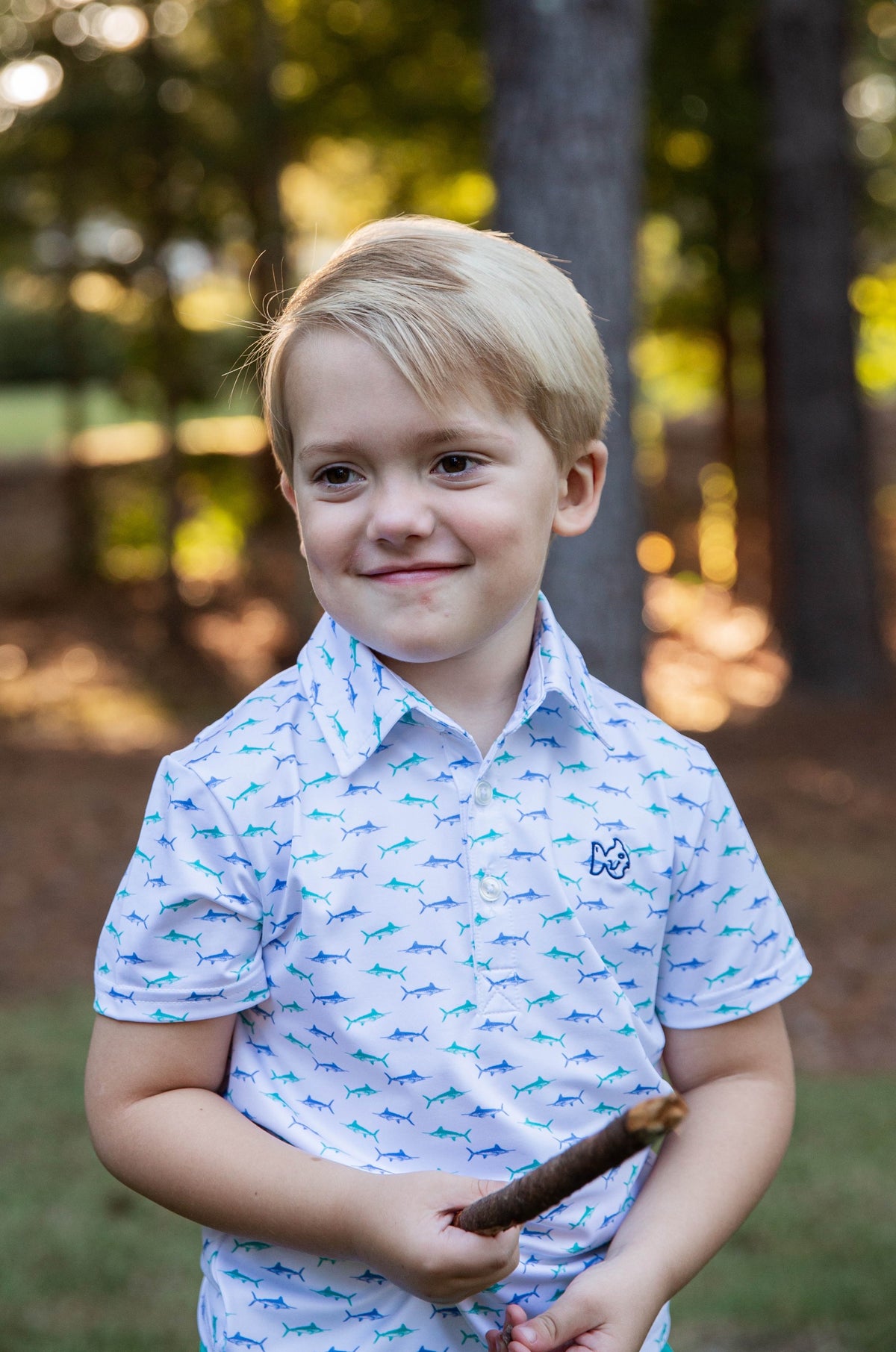 toddler fish print performance polo shirts 