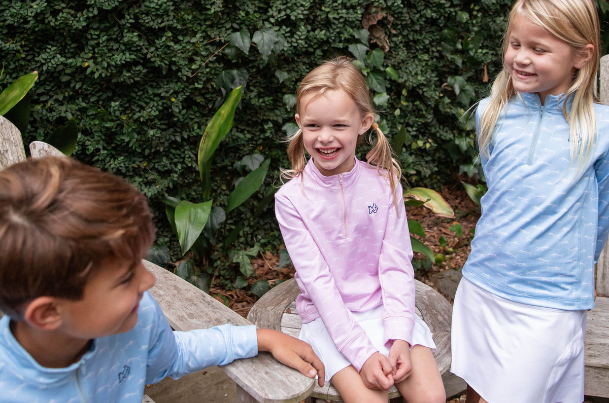 girls pink fishing long-sleeve pull-overs