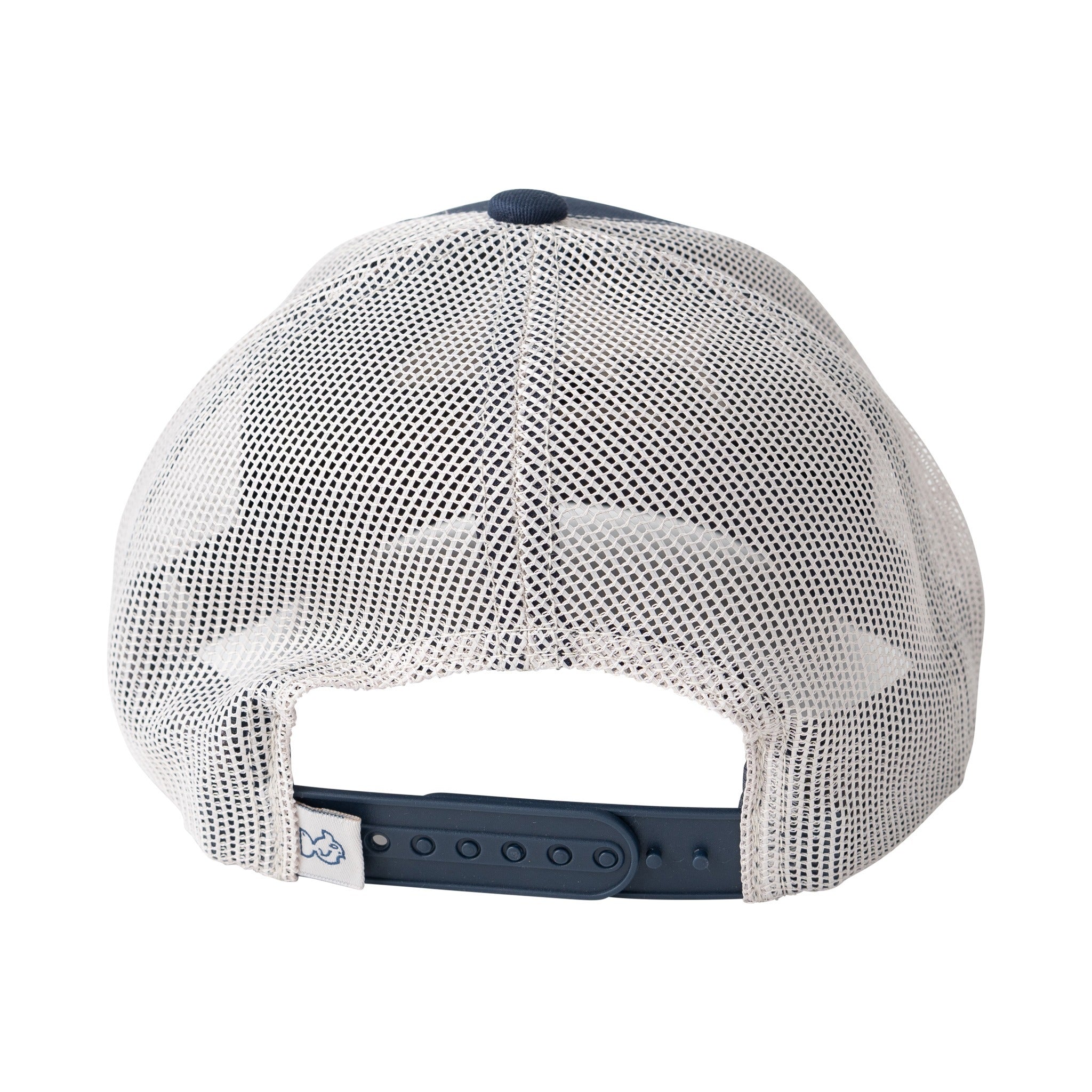 lightweight mesh all weather navy blue with tuna fish outline and white mesh back trucker hat for kids