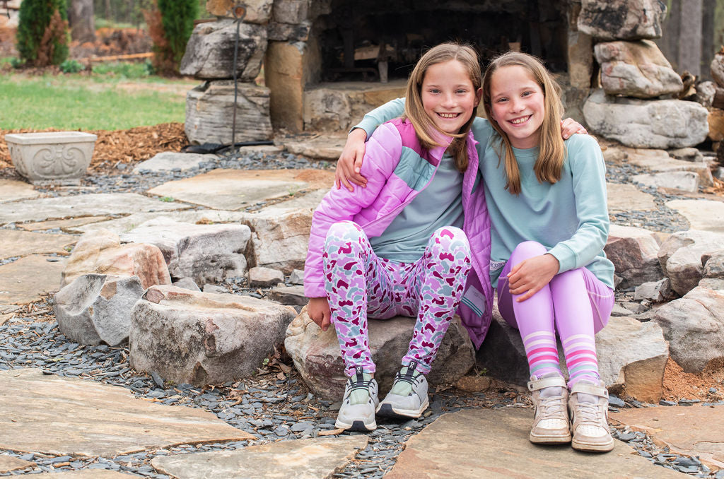 girls pink and purple cold-weather jacket with zippered pockets