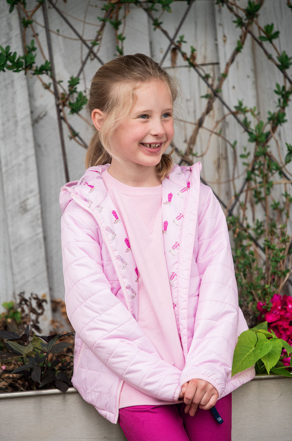 toddler and youth pink tulle jacket with playful western lining