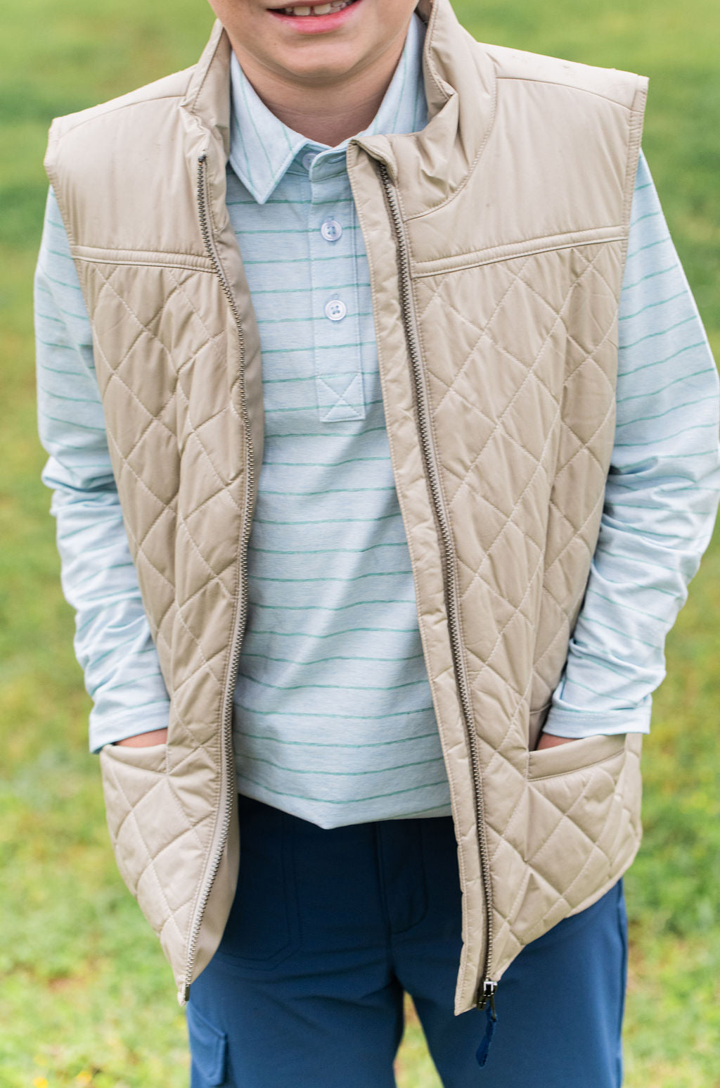 boys and girls quilted full front zip vests