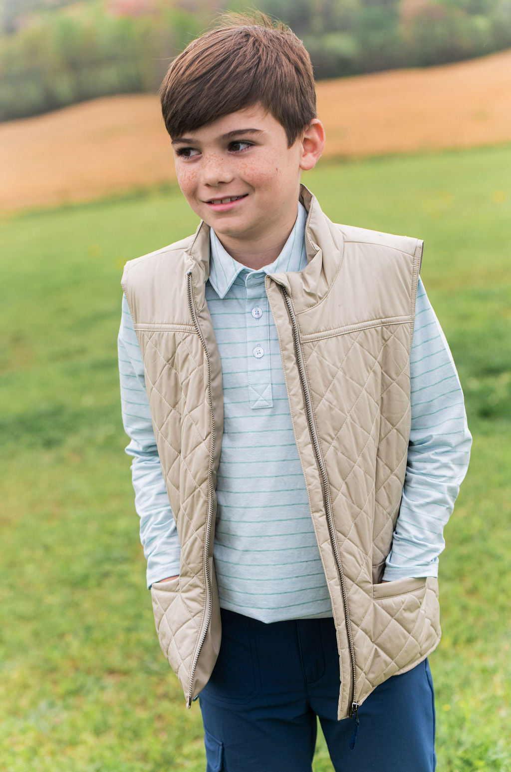 boys quilted vests with side pockets