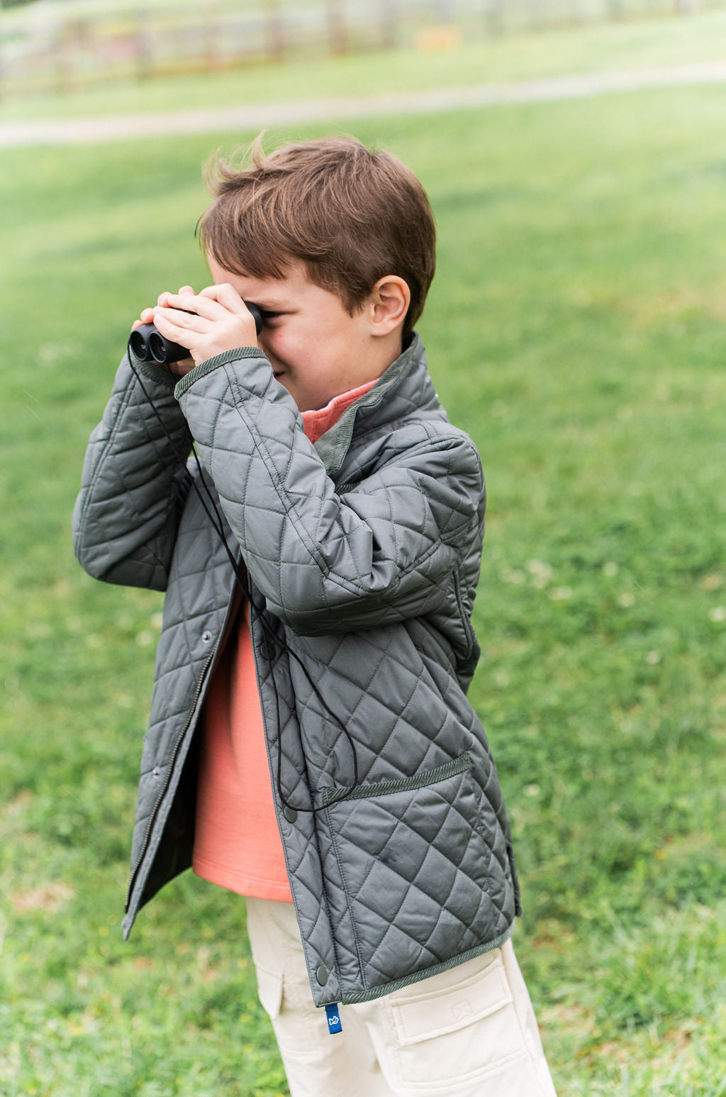 fly fishing green insulated kids jacket for cool weather play
