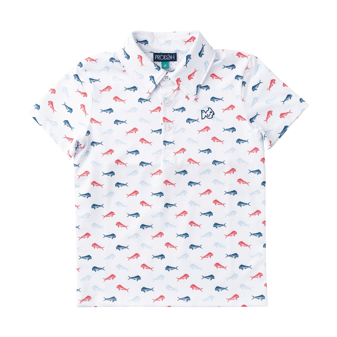 color fish polo & Drips the Redfish Inshore Performance Polo Navy White