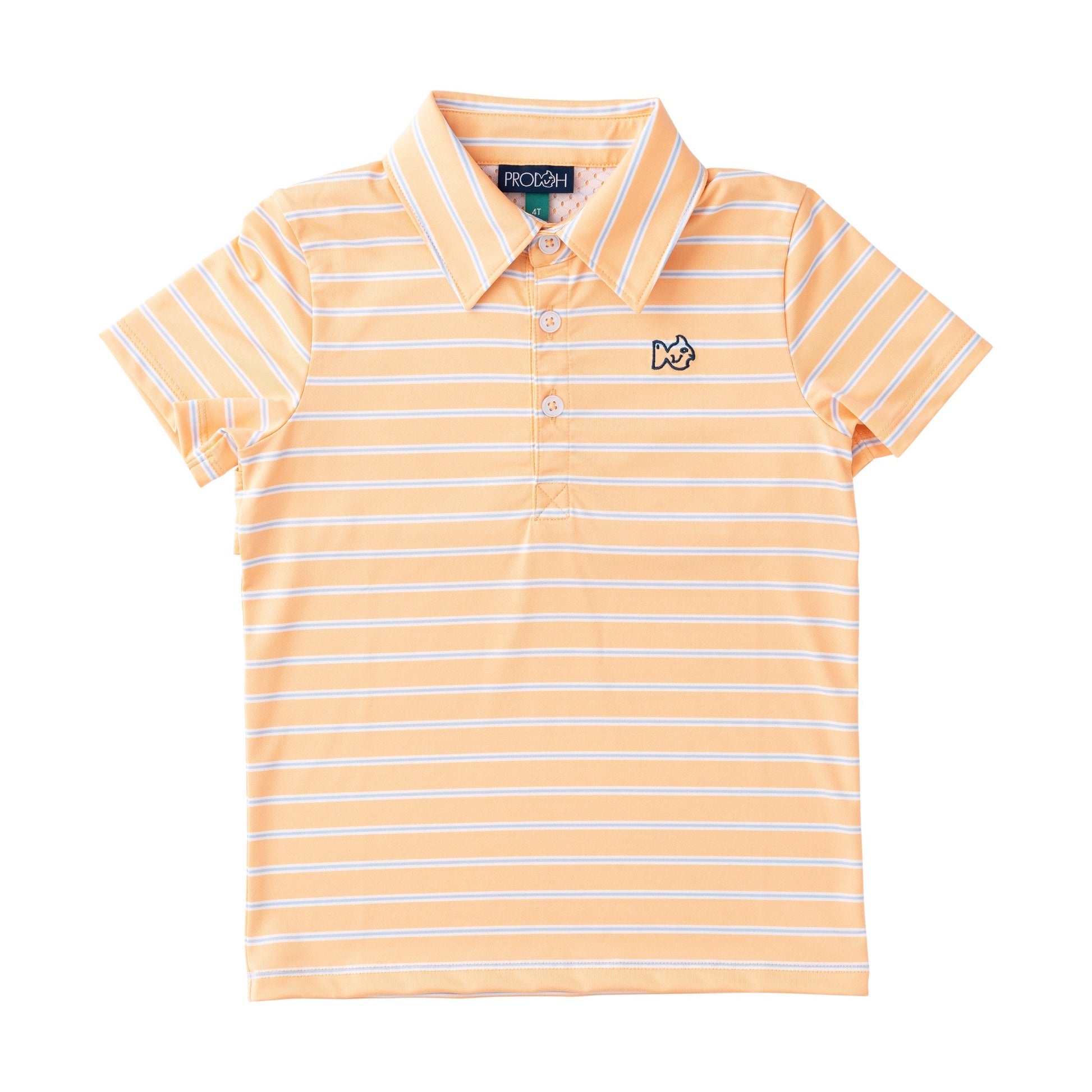 boys' Orange Stripe Short Sleeve Performance Polo