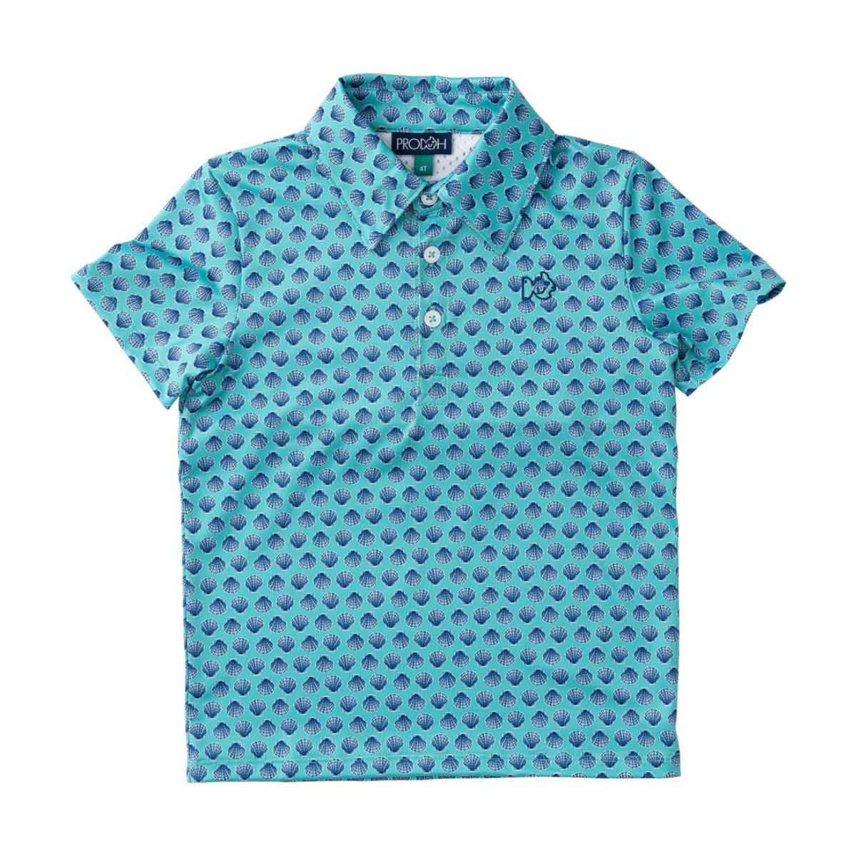 Boys' Short Sleeve Pro Performance Polo in Marine Green Shell Print 
