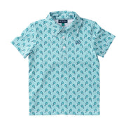 Boys' Short Sleeve Pro Performance Polo in Marine Green with Pickleball Print