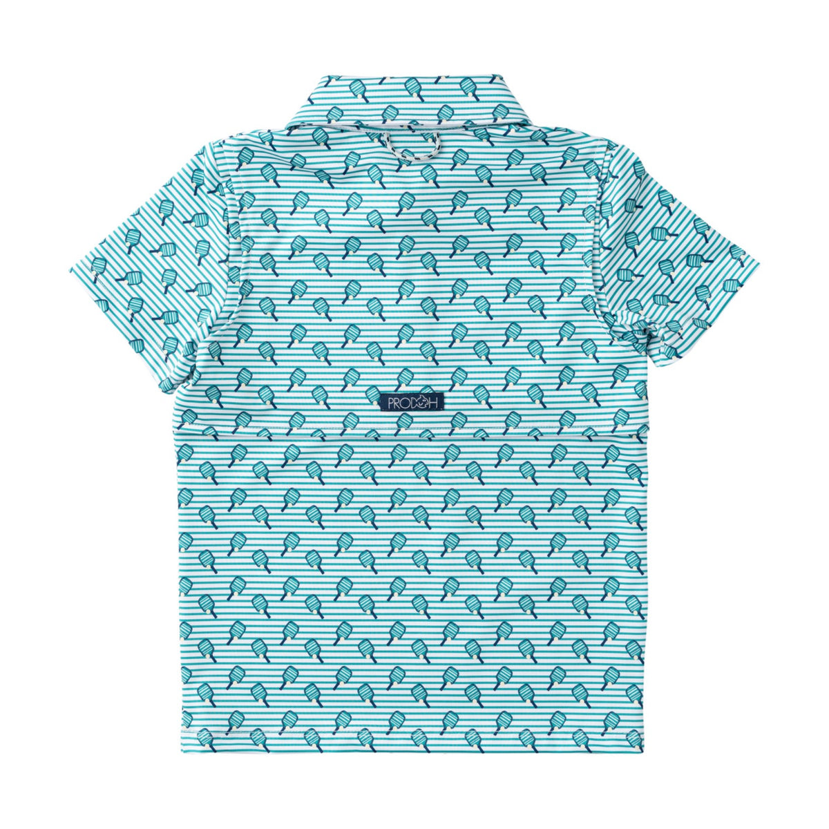 kid's teal pickleball patterned shirt