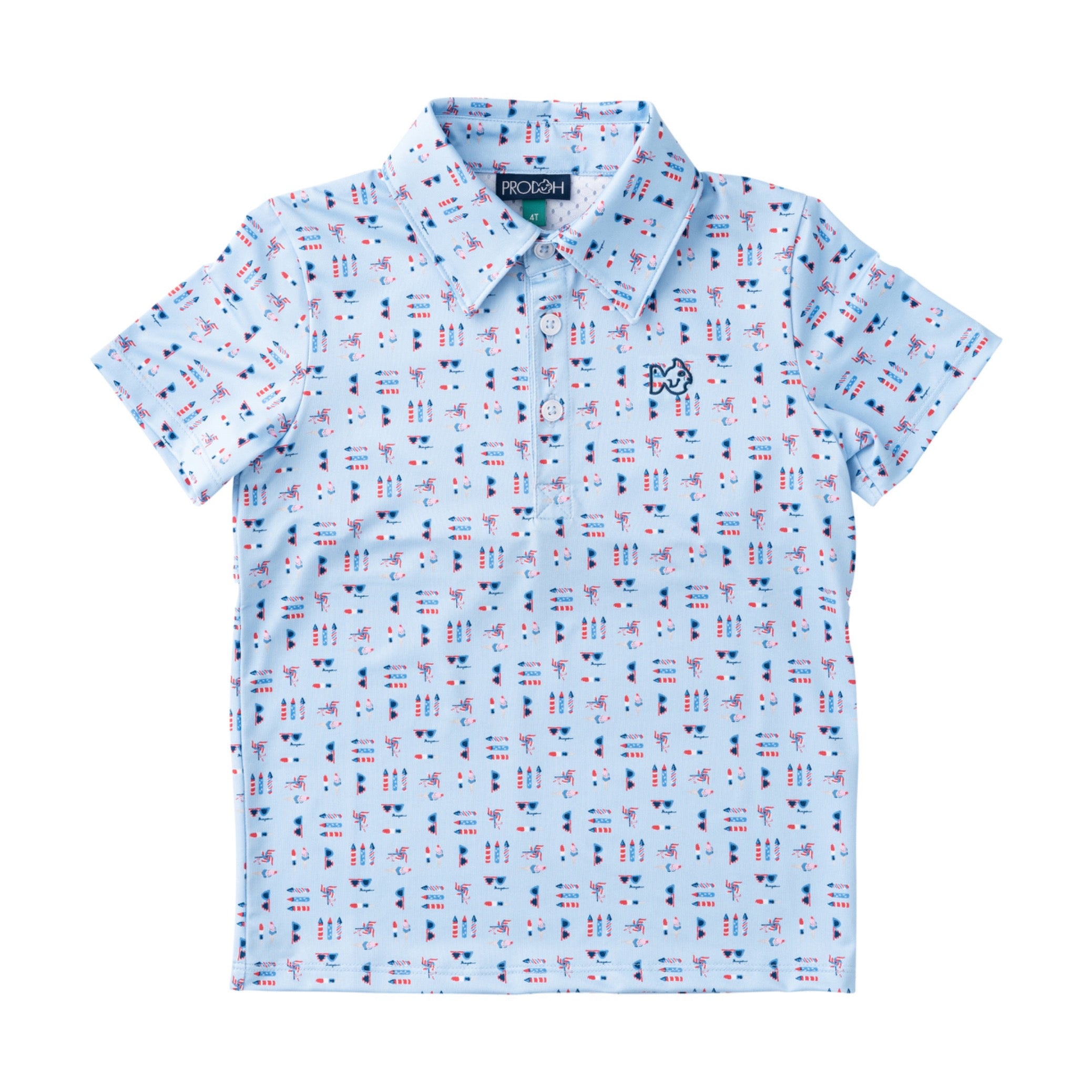Boys' Short Sleeve Pro Performance Polo in Windsurfer Fourth of July Fireworks Print