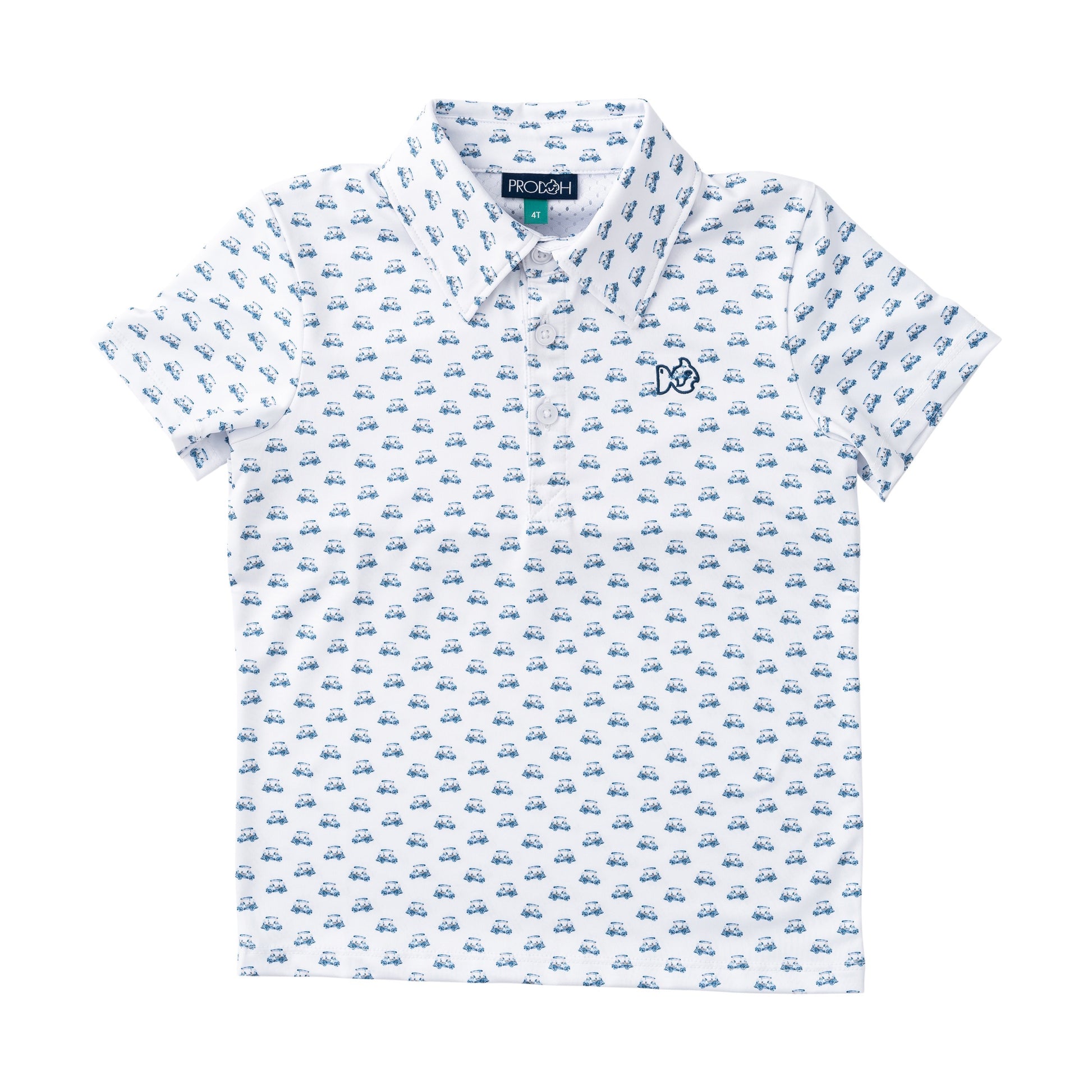 Boys' Short Sleeve Pro Performance Polo in Golf Cart Print