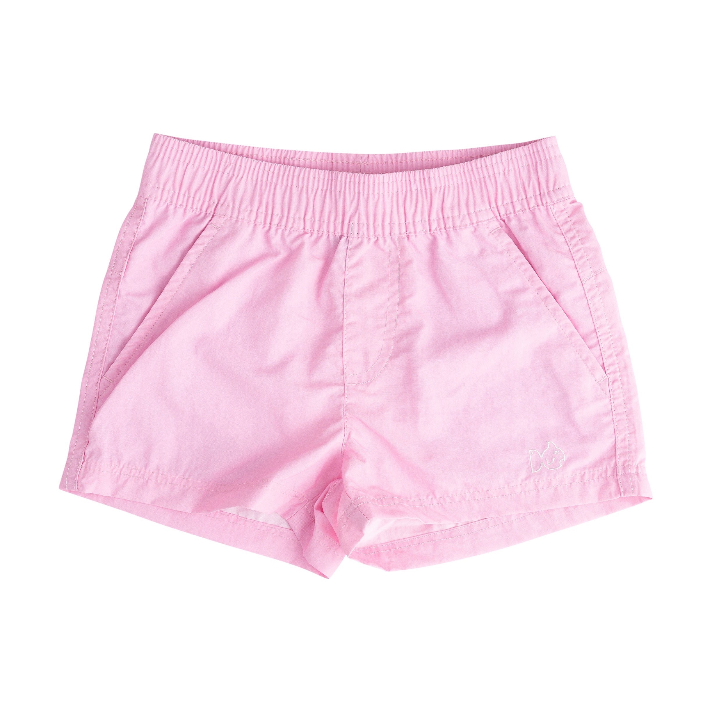 girls pink shorts on a white background