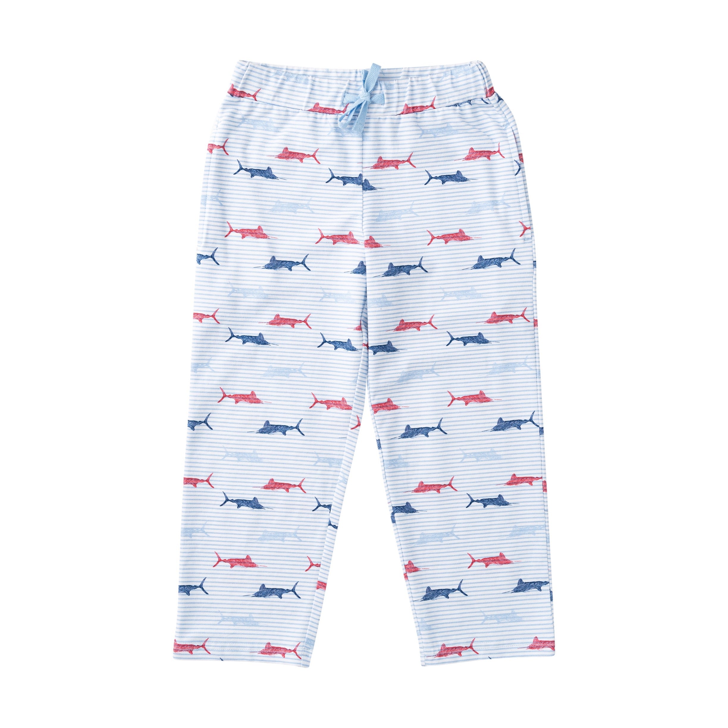 Boys' Lounge Life Pant – Windsurfer Blue Stripe Fish Print