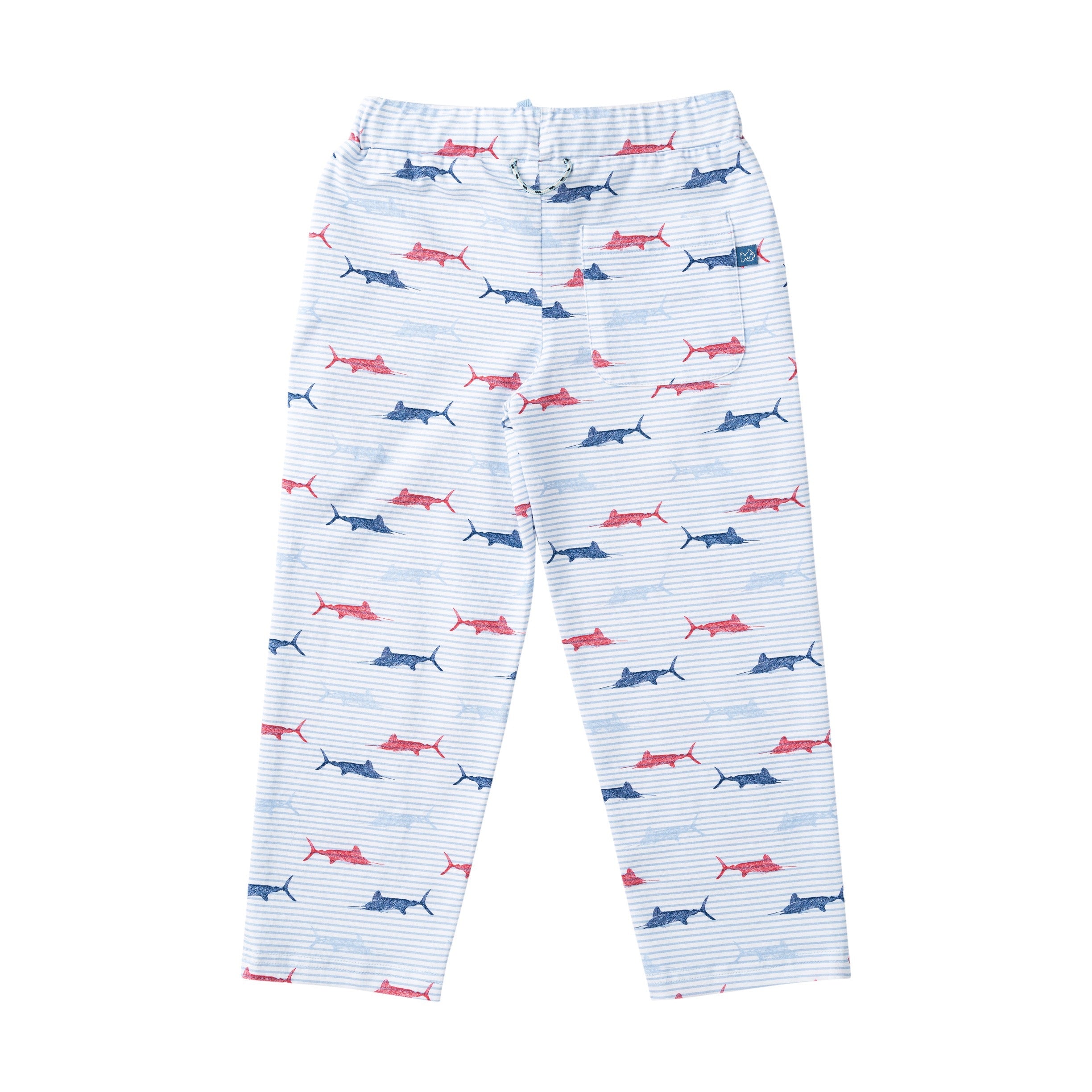 Boys' Lounge Life Pant – Windsurfer Blue Stripe Fish Print