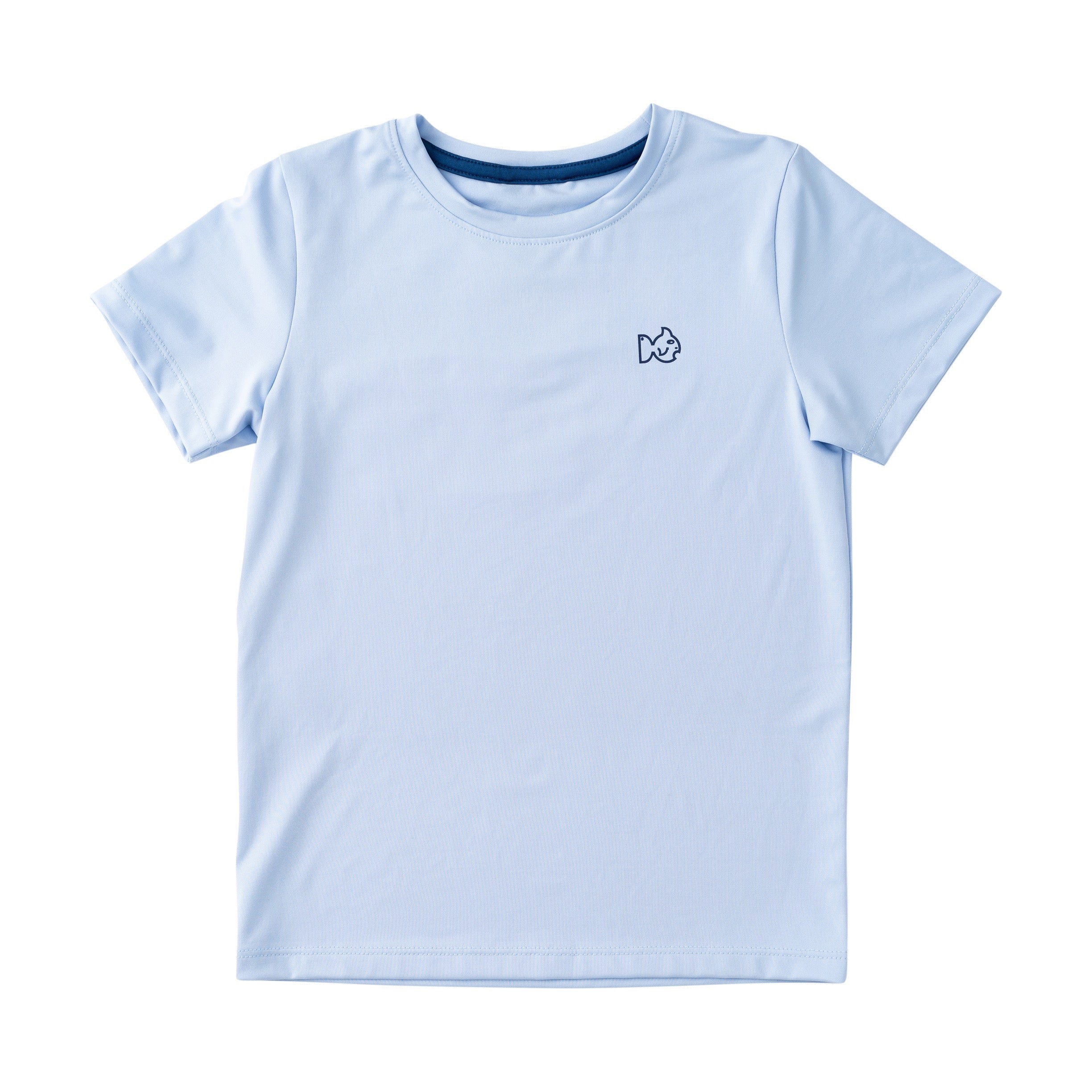 kids Light blue moisture wicking, quick-dry t-shirt with a small prodoh logo on a white background