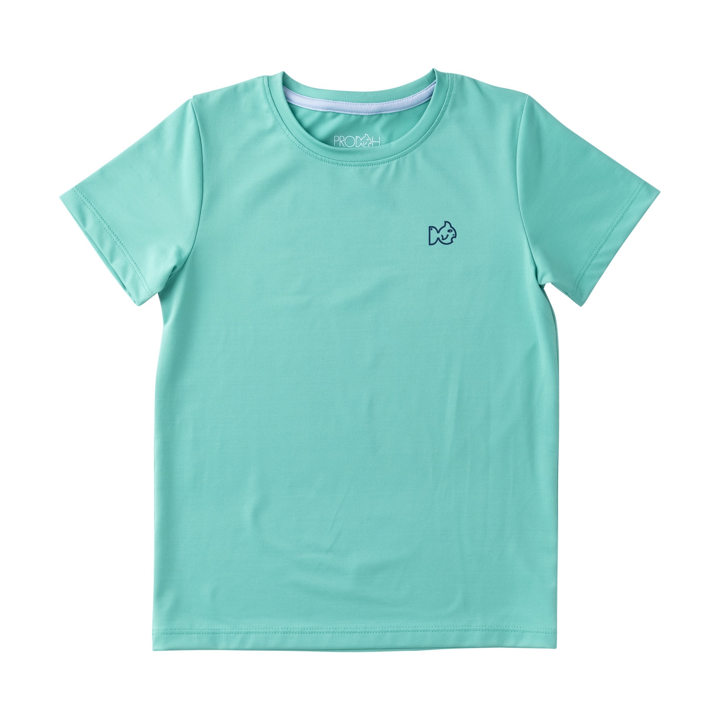 Light green t-shirt with a small prodoh logo on a white background