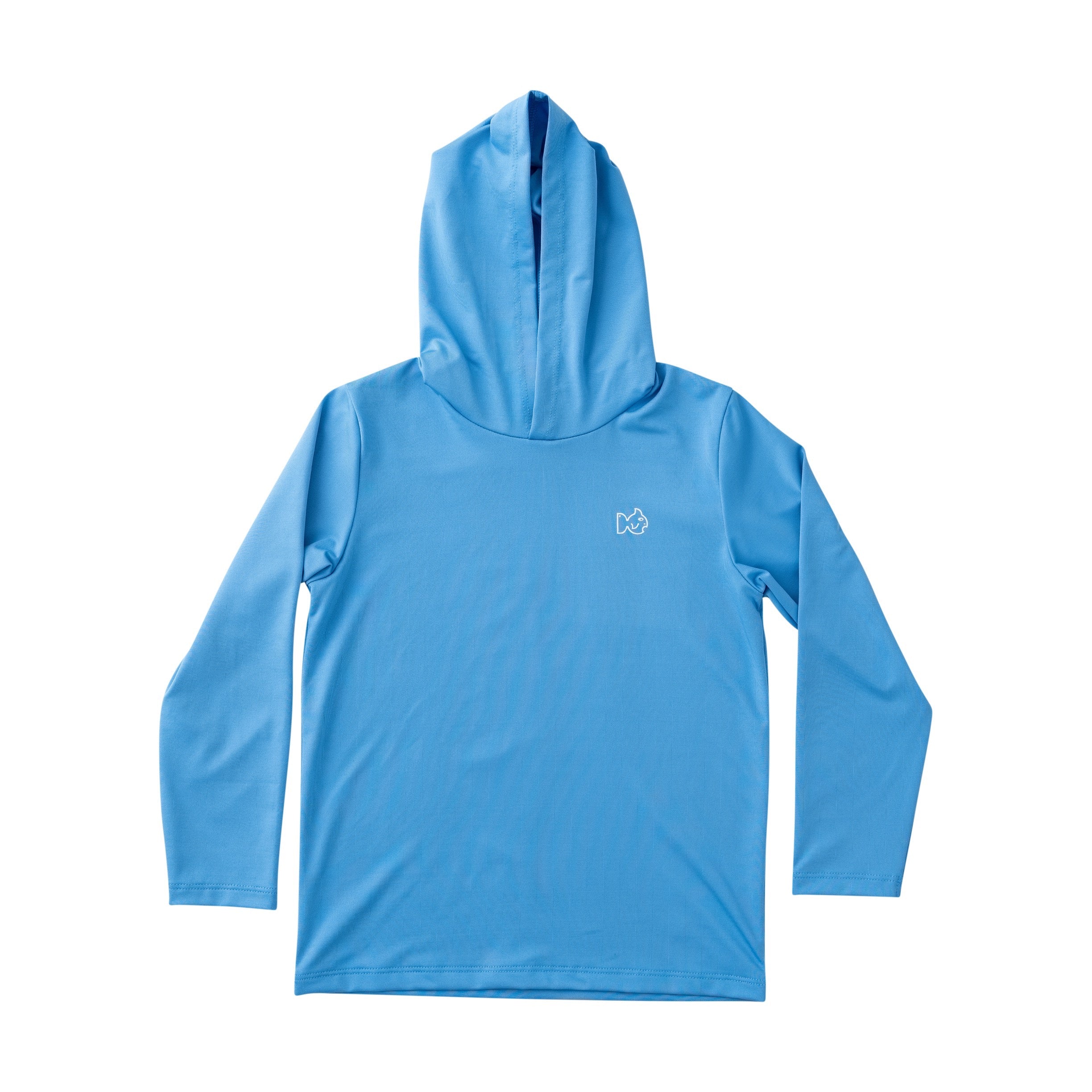 kids Blue performance hoodie with small white prodoh logo