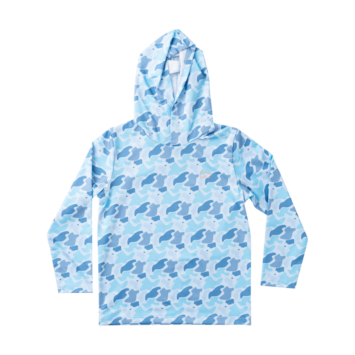 Blue camouflage hoodie on a white background