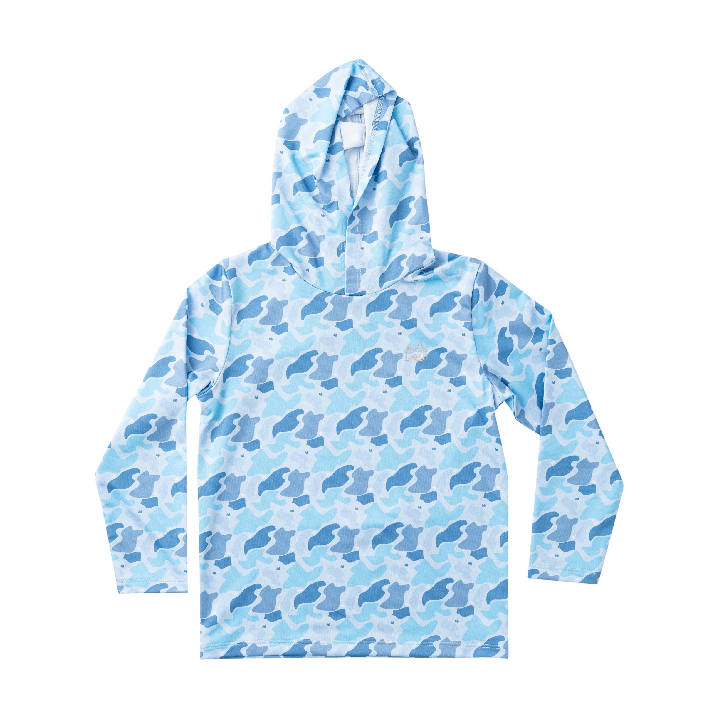 Blue camouflage hoodie on a white background