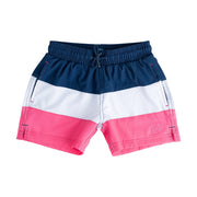 Boys' Boogie Board Swim Trunks in Colorblock Navy/White/Pink 