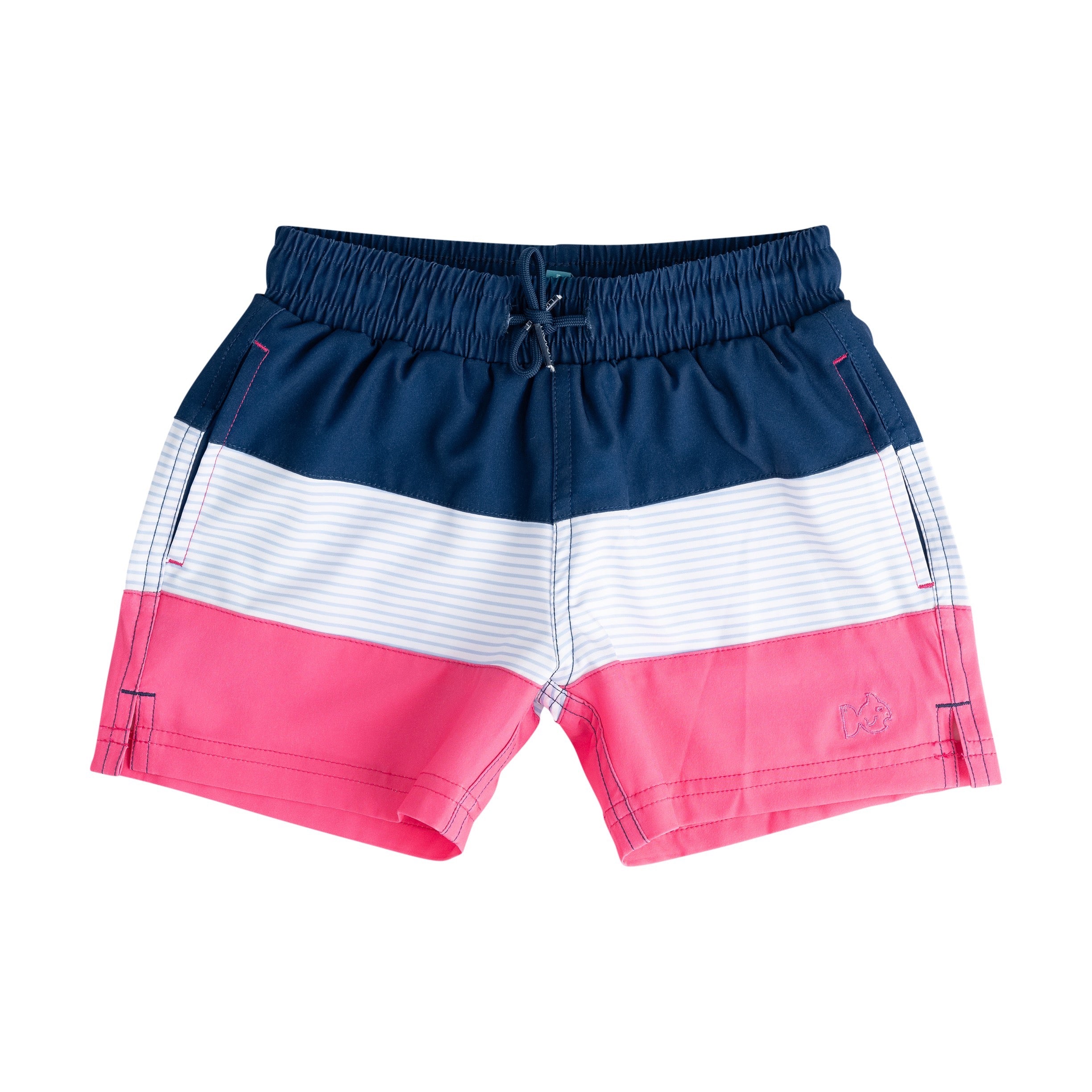 Boys' Boogie Board Swim Trunks in Colorblock Navy/White/Pink 