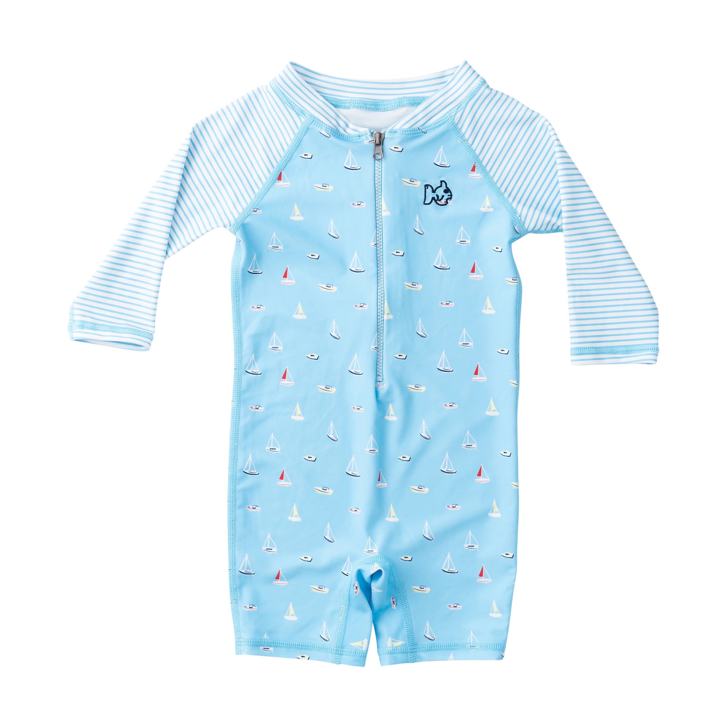 PRODOH Baby Reef One Piece Swimsuit with Boats in the Bay Print
