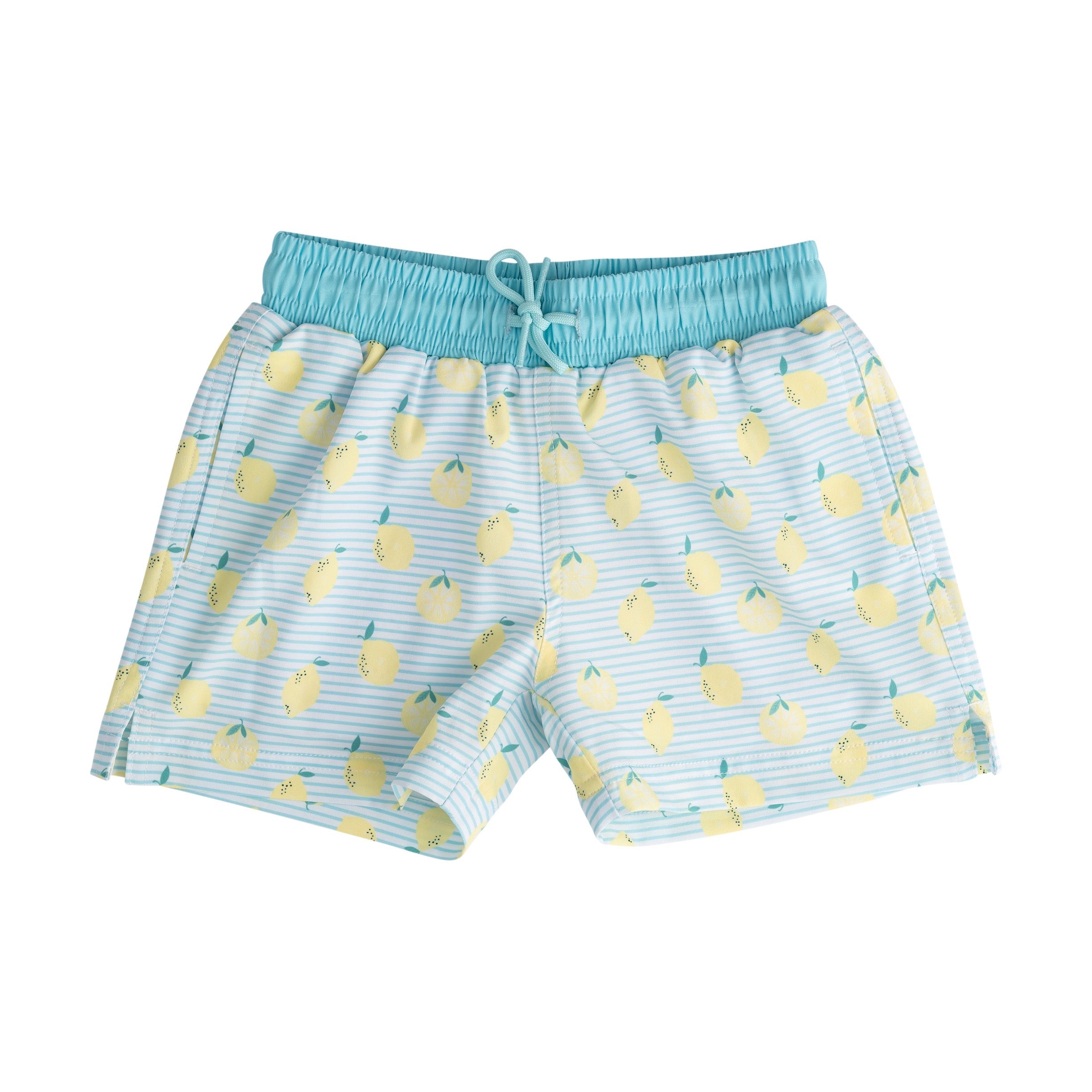 PRODOH Boys' Boogie Board Swim Trunks in Lemon Stripe Print