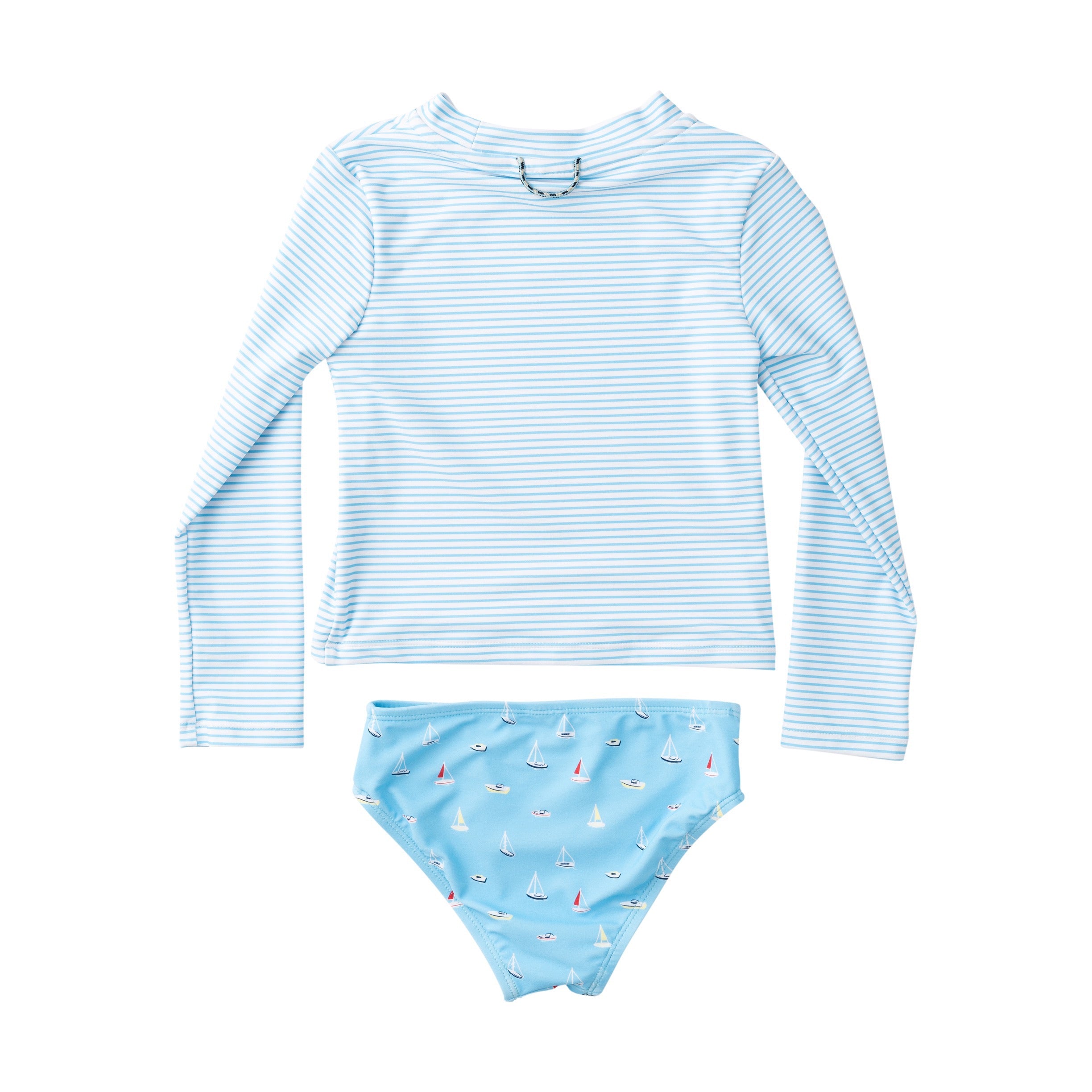 Girls' Reef Rashguard Swim Set – The Coast Thin Stripe / Boats in the Bay Print