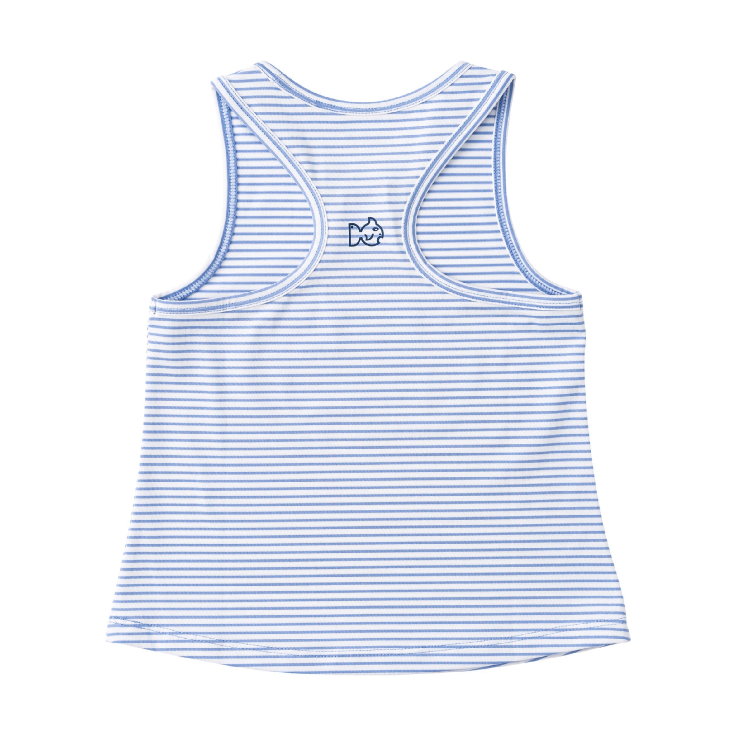 Blue and white moisture wicking striped tank top with prodoh logo