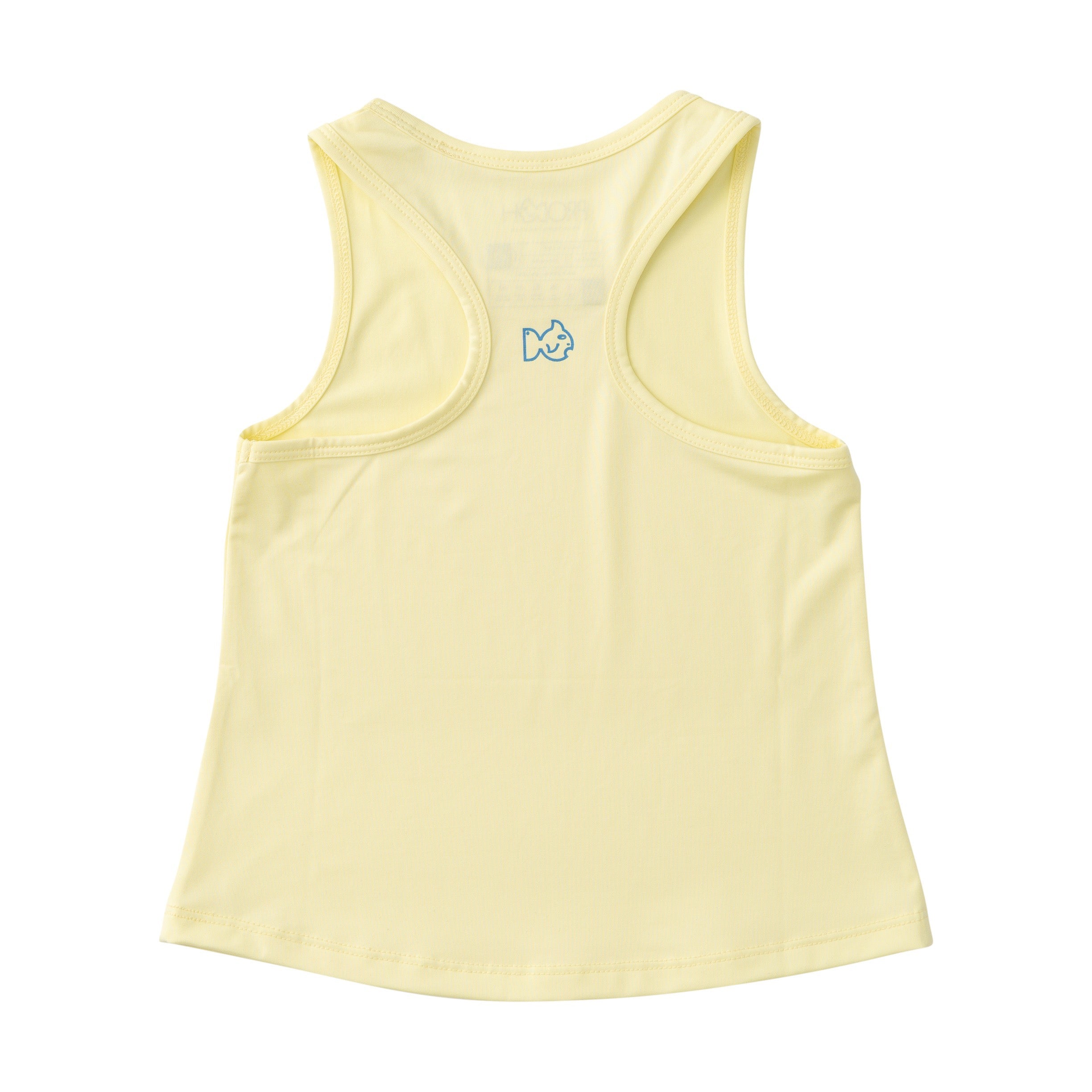 Yellow tank top with a small prodoh logo on the back against a white background