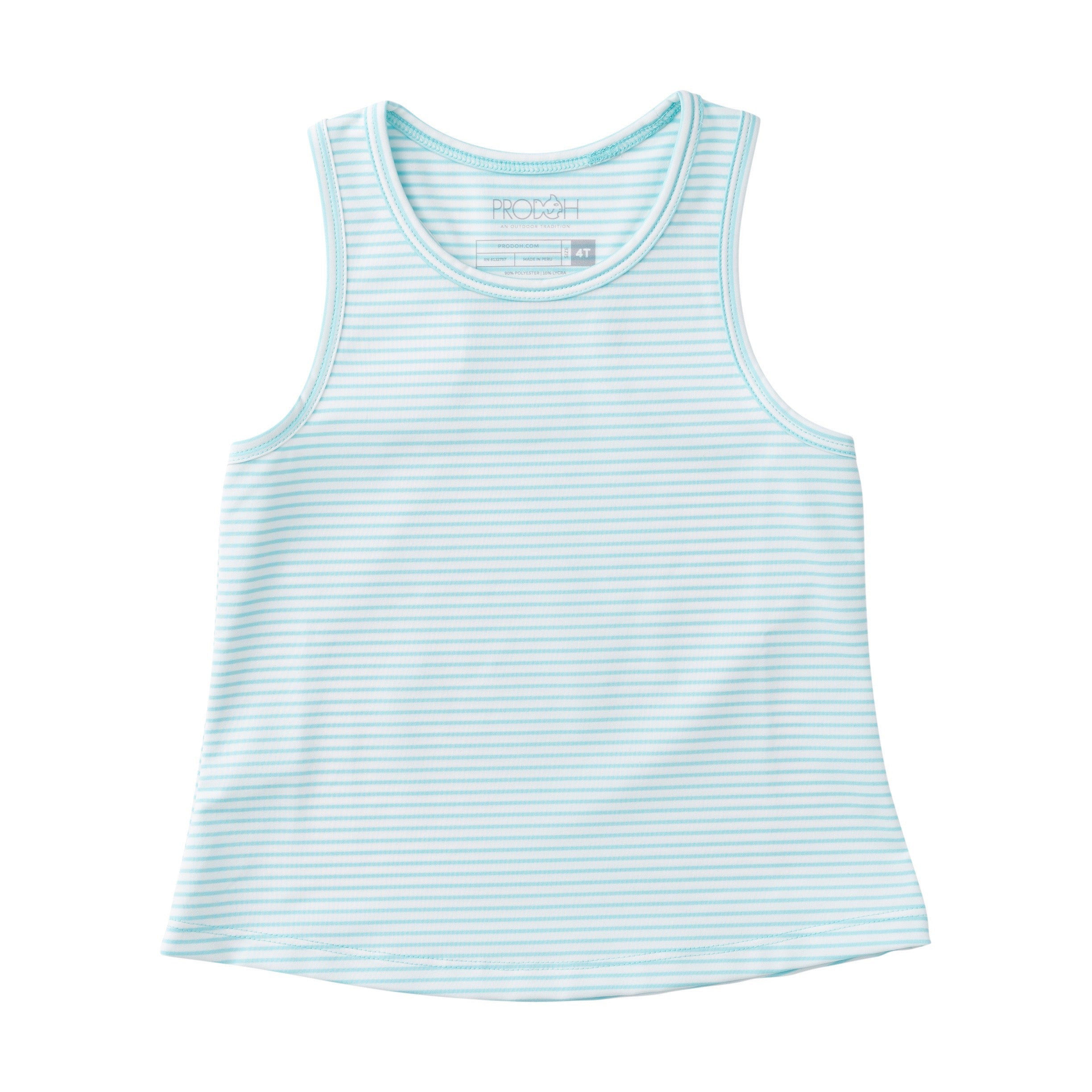 Girl's Active Racerback Tank Top in Aruba Blue Stripe