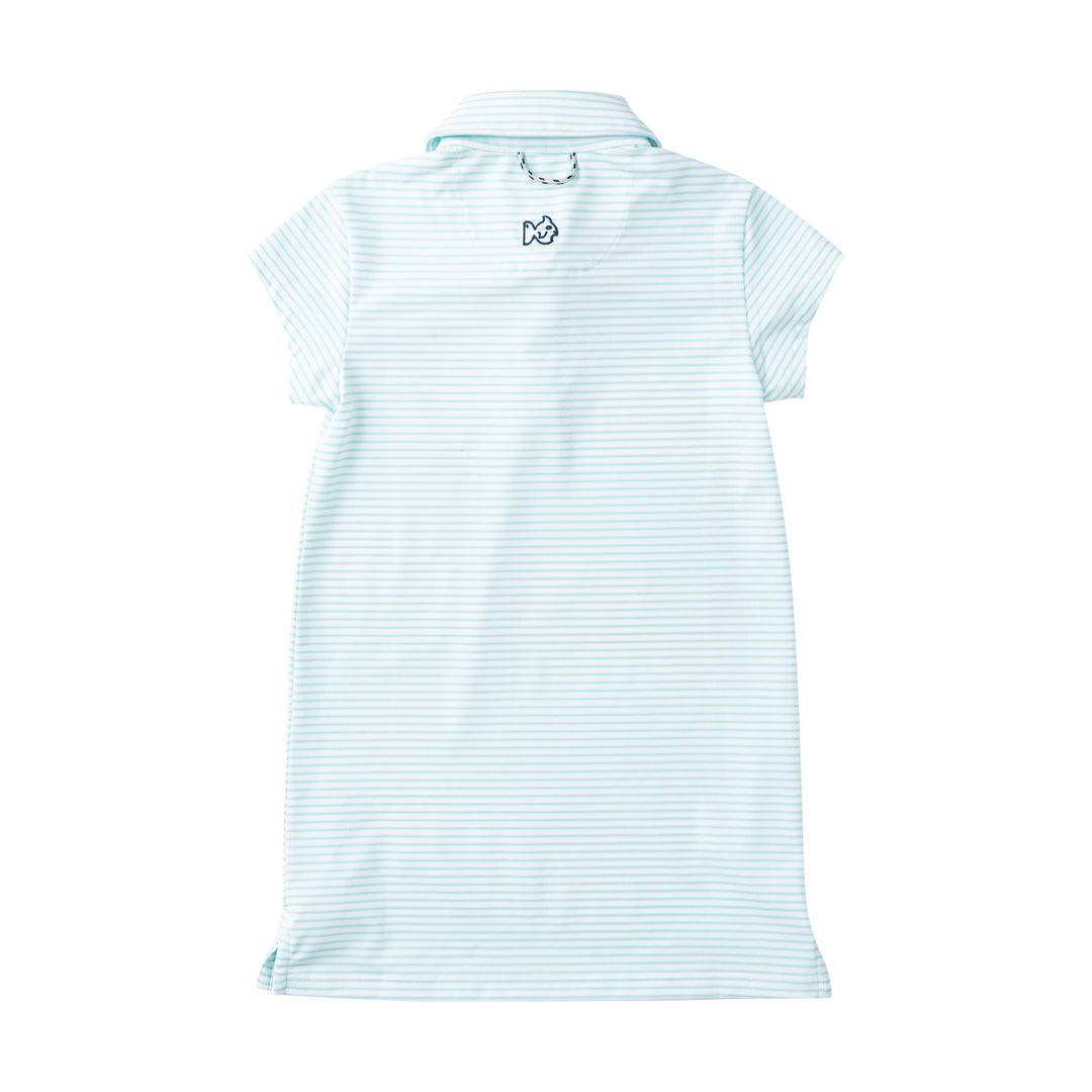 Girls' Short Sleeve Pro Performance Polo Dress Aruba Blue Stripe / 6