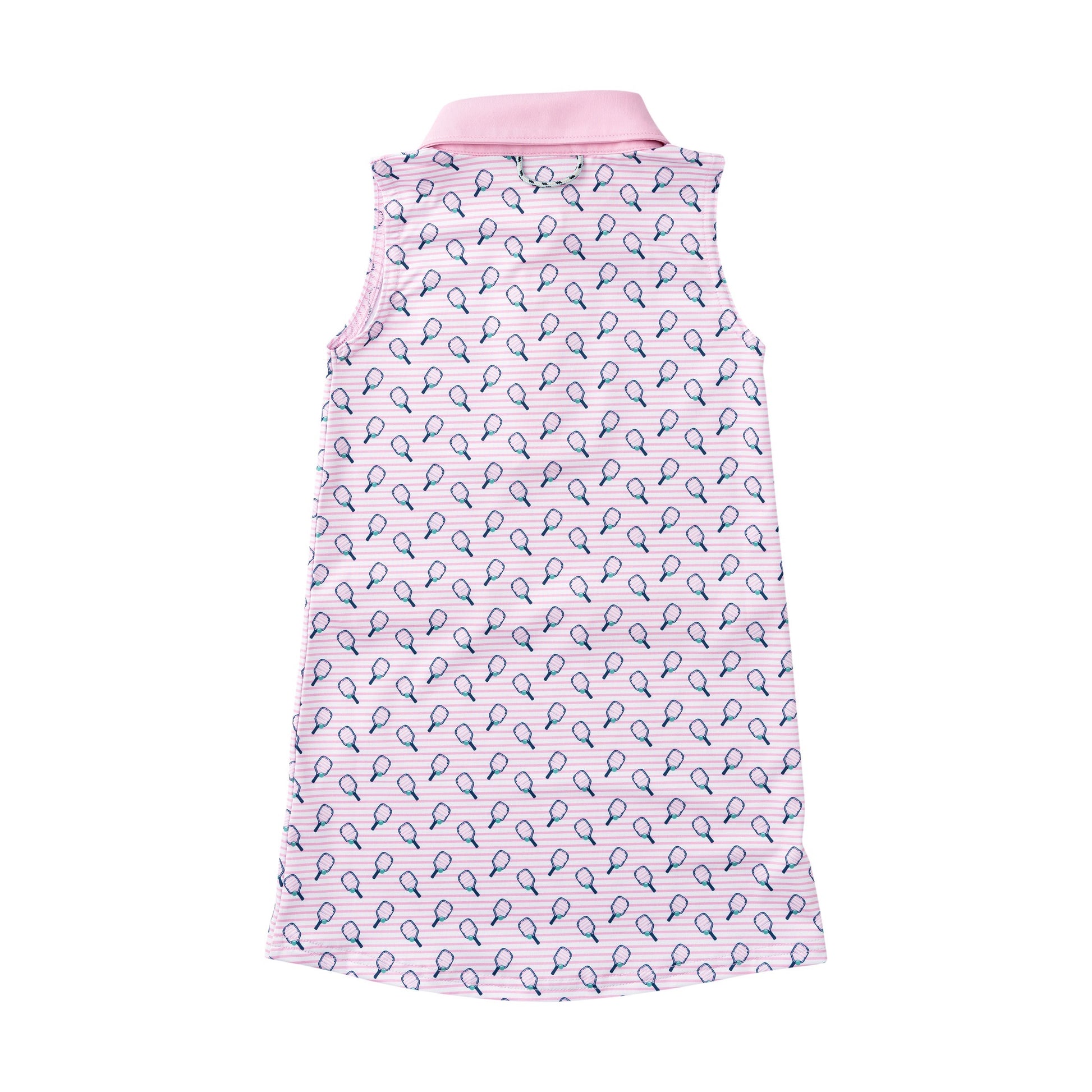 Girls' Sleeveless Polo Dress in Pickle Ball Print