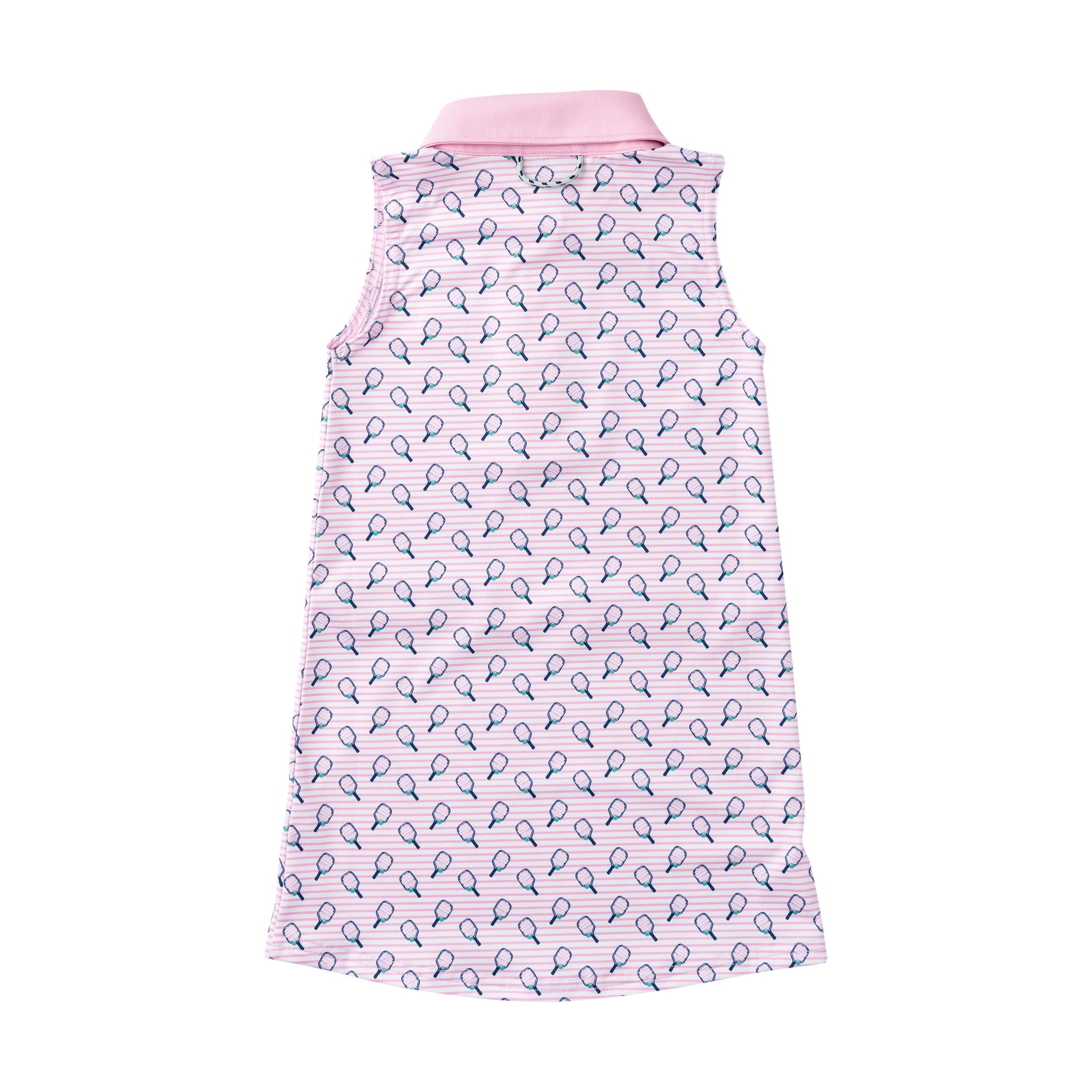 Girls' Sleeveless Polo Dress in Pickle Ball Print